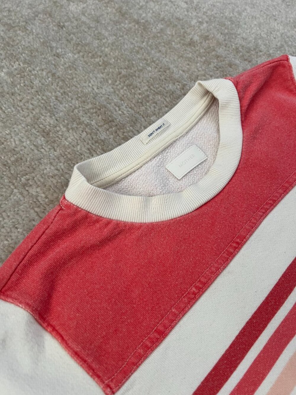 Mother The 1/2 & 1/2 Koozie Stripe Cotton Sweatshirt S - Picture 8 of 14